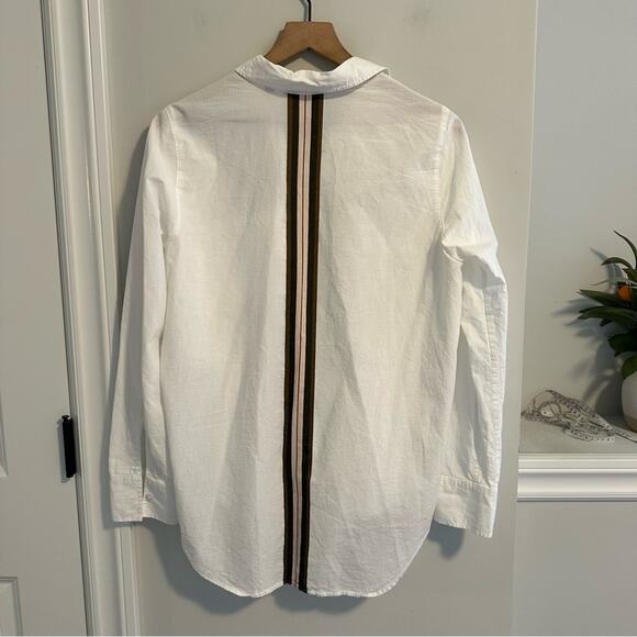 Athleta White Button Front Striped Back Long Sleeve Top Blouse Medium - Picture 7 of 16